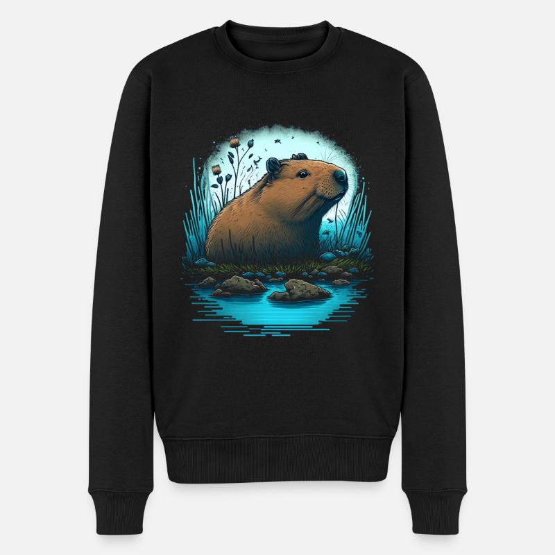 Wasserschwein - Männer Premium Bio Pullover - Schwarz