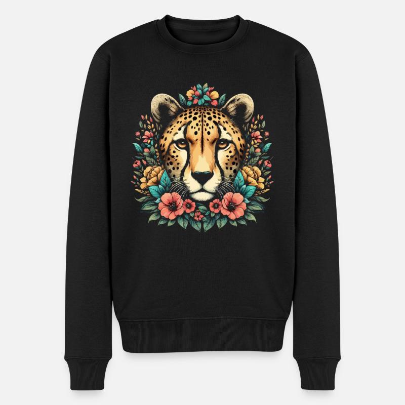 Guépard Fleurs de guépard - Pull Premium bio Homme - noir