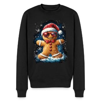 Weihnachten Motiv Lebkuchenmann Gingerbread Man - Männer Premium Bio Pullover - Schwarz - Vorne - Nico (187cm)