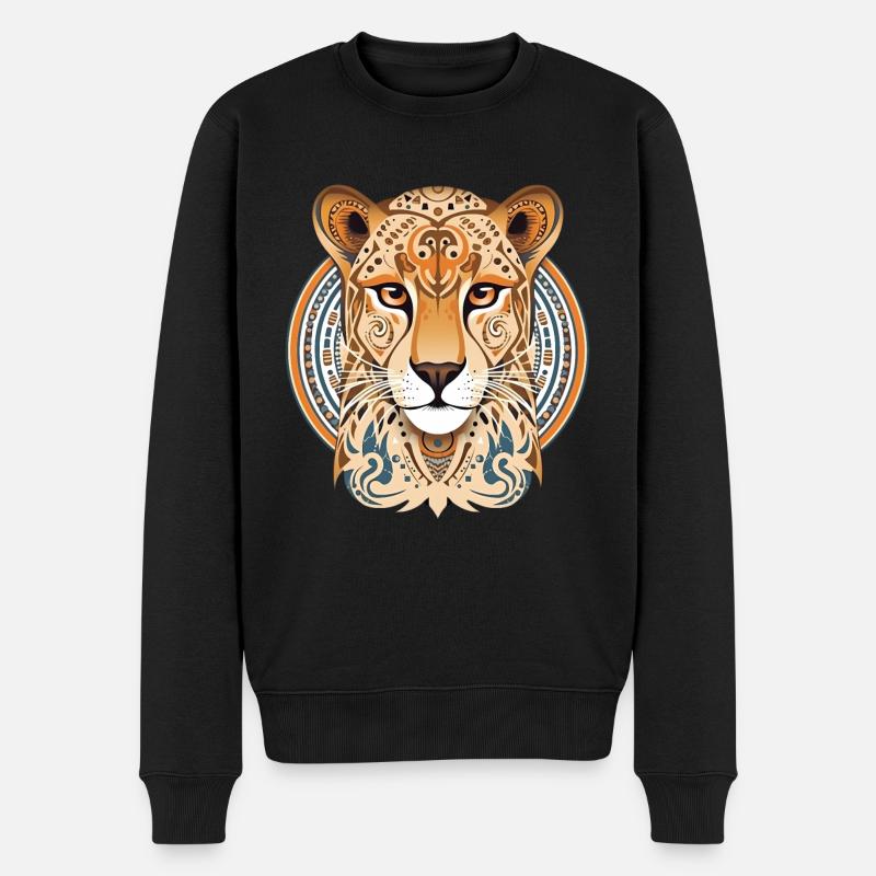 Gepard Cheetah - Männer Premium Bio Pullover - Schwarz