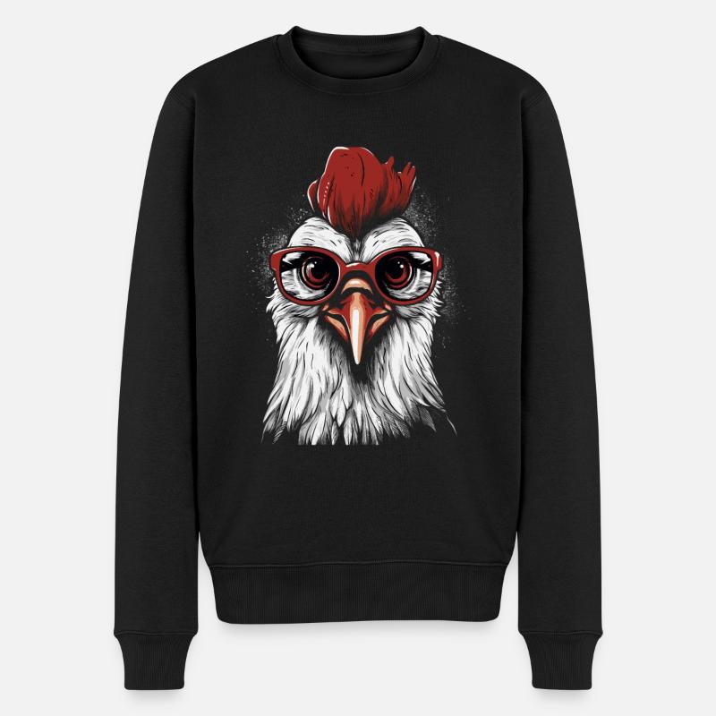 Chicken Brille - Männer Premium Bio Pullover - Schwarz