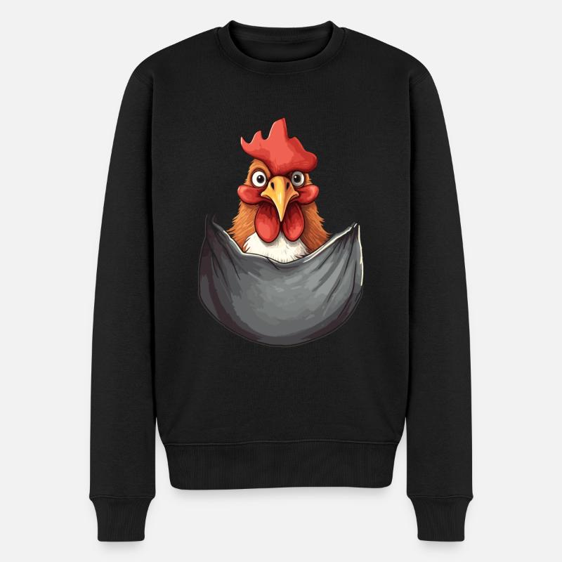 Chicken In Pocket - Männer Premium Bio Pullover - Schwarz