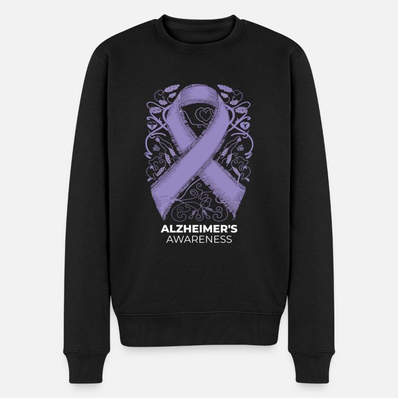 Alzheimer Bewusstsein Lila Band - Männer Premium Bio Pullover - Schwarz