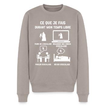 Free time climbing humor - Men's Premium Organic Jumper - taupe - Front - Nico (187cm)