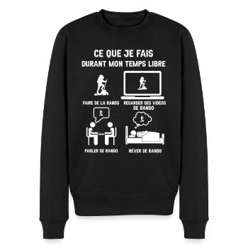 temps libre randonnée humour - Pull Premium bio Homme - noir - Devant - Nico (187cm)