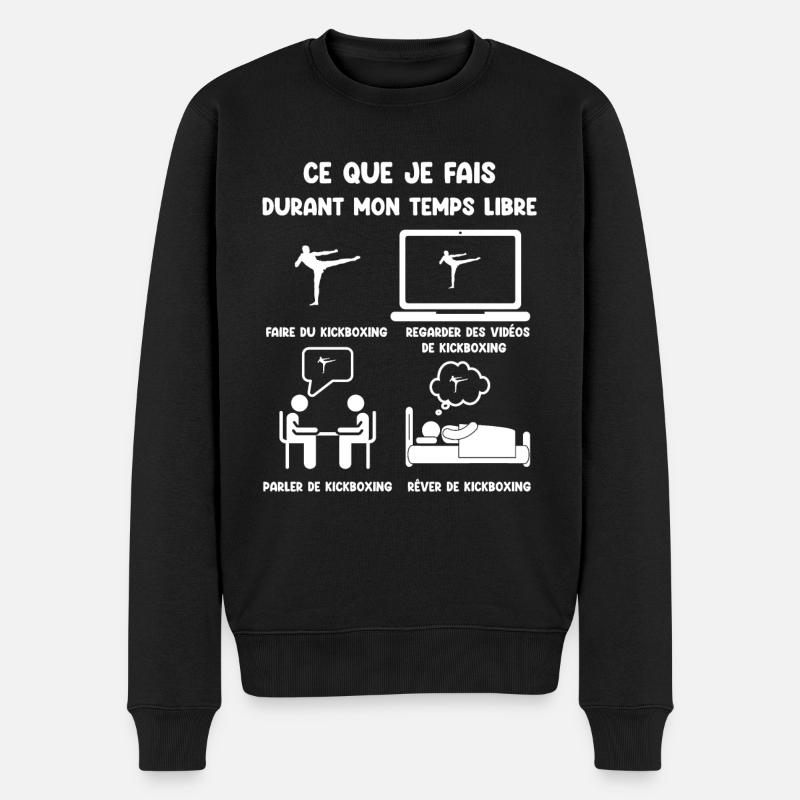 Freizeit Kickboxen lustiger Humor - Männer Premium Bio Pullover - Schwarz