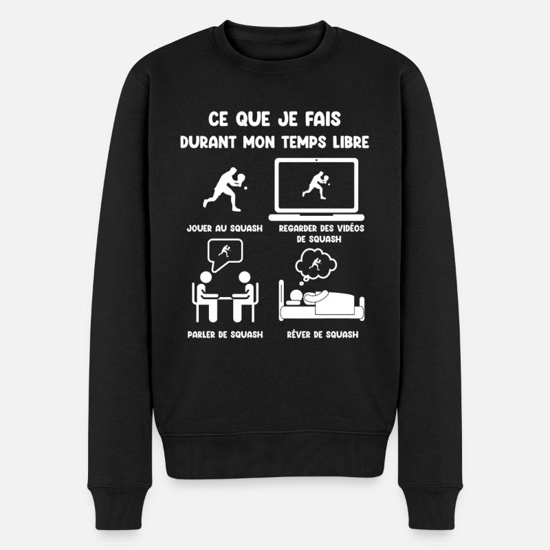 temps libre squash humour drôle - Pull Premium bio Homme - noir