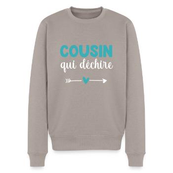Cousine Tearing Heart Geschenk Cousine - Männer Premium Bio Pullover - Taupe - Vorne - Nico (187cm)
