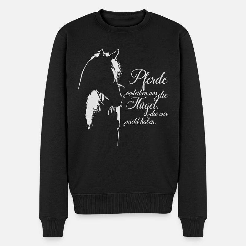 PFERDE VERLEIHEN UNS FLÜGEL Wilsigns Pferdespruch - Männer Premium Bio Pullover - Schwarz