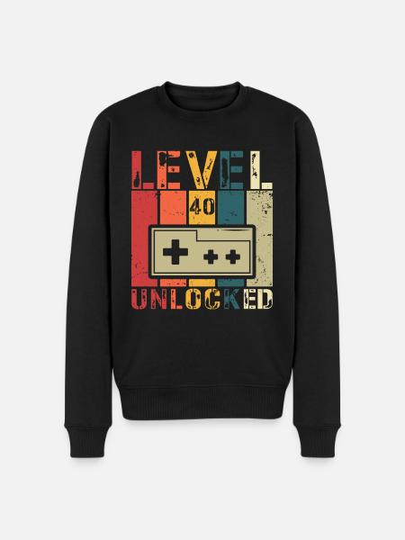 Level 40 Unlocked - Men's Premium Organic Jumper - black
