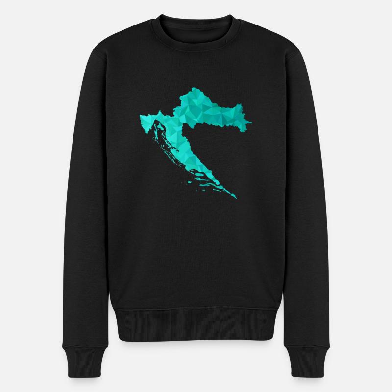 Kroatien Karte im Polygonstil - Croatia - Männer Premium Bio Pullover - Schwarz