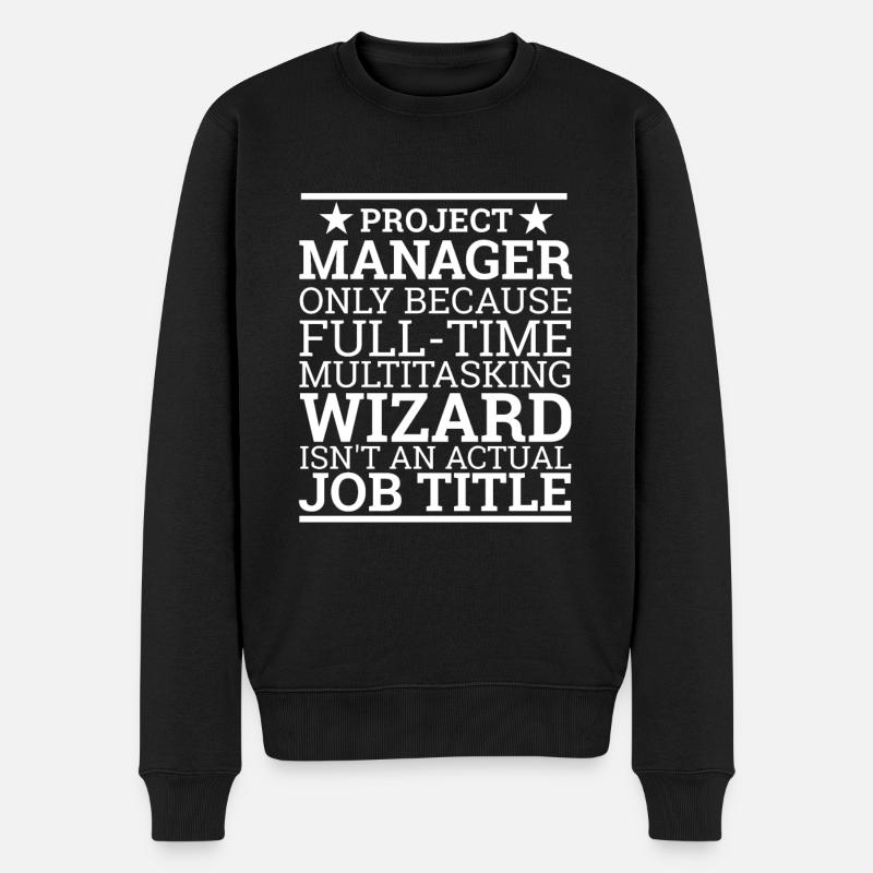 "Project Manager Wizard" | "Project Manager" - Männer Premium Bio Pullover - Schwarz