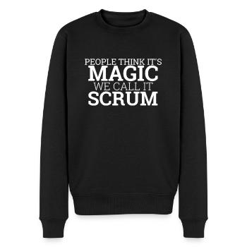 "Scrum Master Magic | "Scrum Master"" - Männer Premium Bio Pullover - Schwarz - Vorne - Nico (187cm)