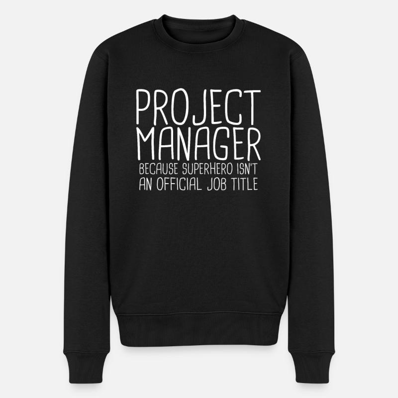 "Project Manager Superhero | Project Manager" - Männer Premium Bio Pullover - Schwarz