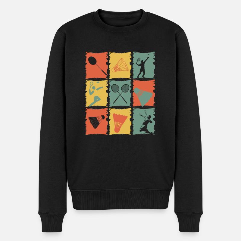 Badminton Badminton Player Rétro - Pull Premium bio Homme - noir