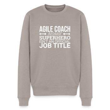 « Agile Coach Superhero | Agile » - Pull Premium bio Homme - taupe - Devant - Nico (187cm)