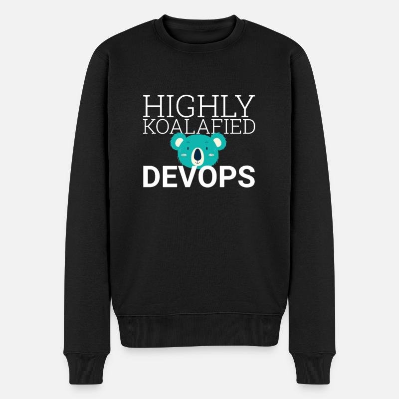 "DevOps Koalafied | Softwareentwicklung" - Männer Premium Bio Pullover - Schwarz