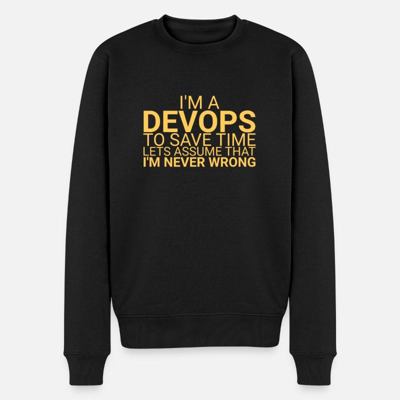 "DevOps Time | Softwareentwicklung" - Männer Premium Bio Pullover - Schwarz