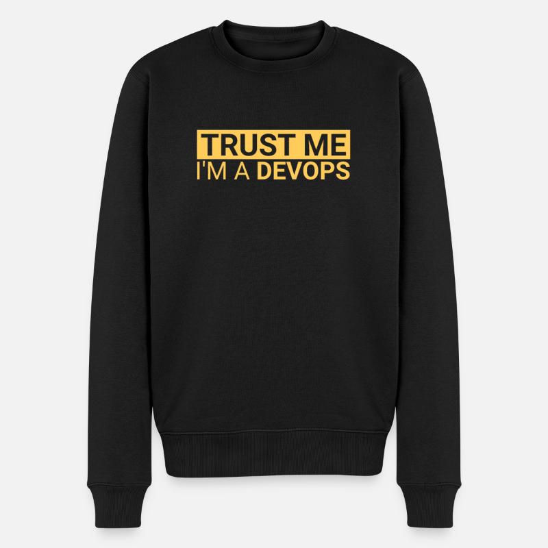 "DevOps Trust | Softwareentwicklung" - Männer Premium Bio Pullover - Schwarz