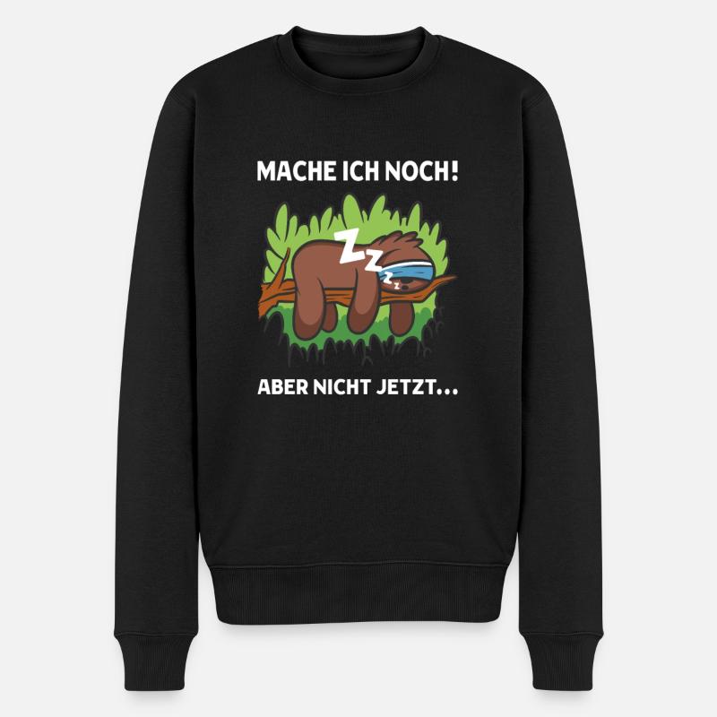 Lustiger Faultier Spruch Süßes Faultier - Männer Premium Bio Pullover - Schwarz