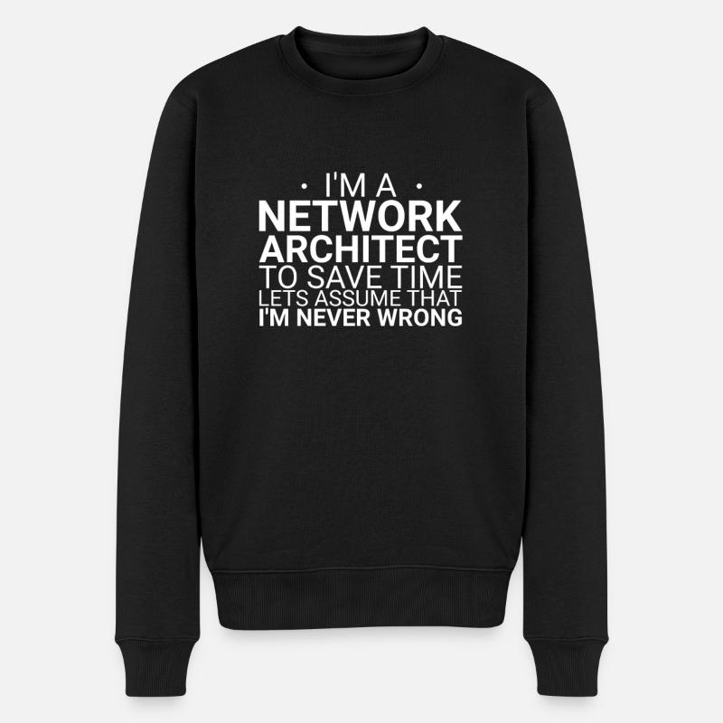 "Network Architect Time | Netzwerk" - Männer Premium Bio Pullover - Schwarz