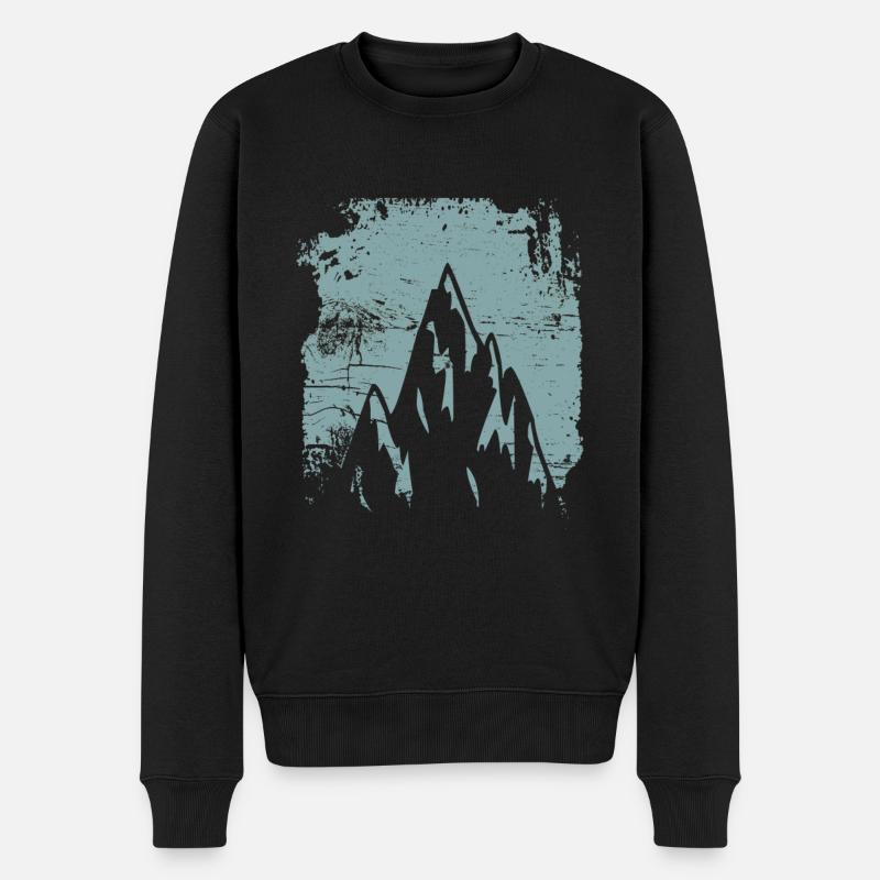 Mountains Retro Design - Männer Premium Bio Pullover - Schwarz