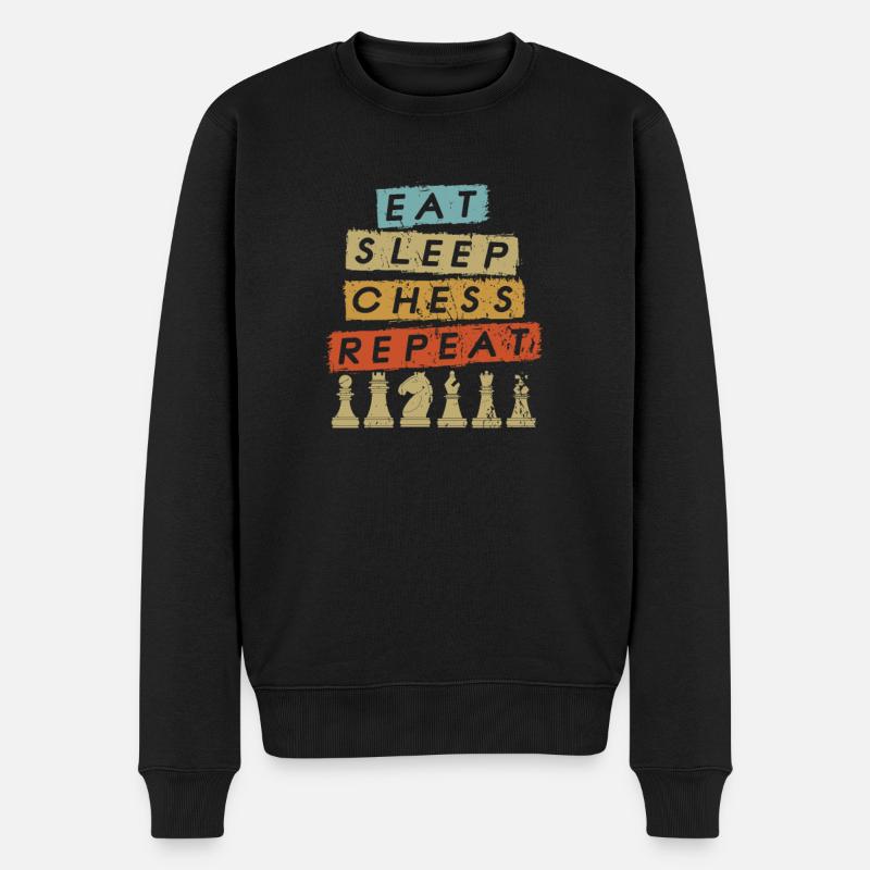 Eat Sleep Chess Repeat - Men's Premium Organic Jumper - black
