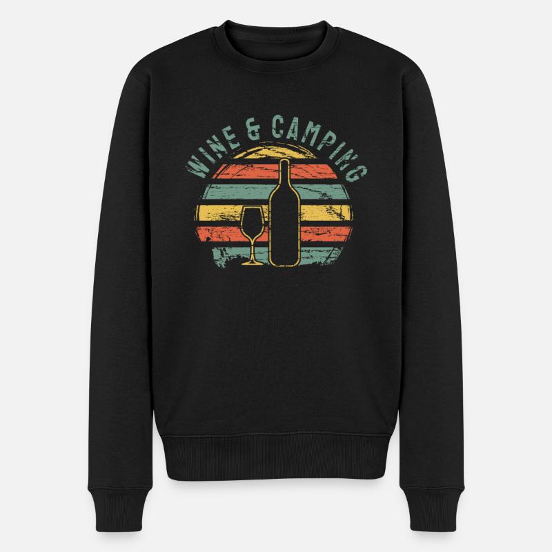 Camping Drinking Wein - Männer Premium Bio Pullover - Schwarz