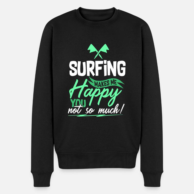 Surfen Surfer Spruch - Männer Premium Bio Pullover - Schwarz