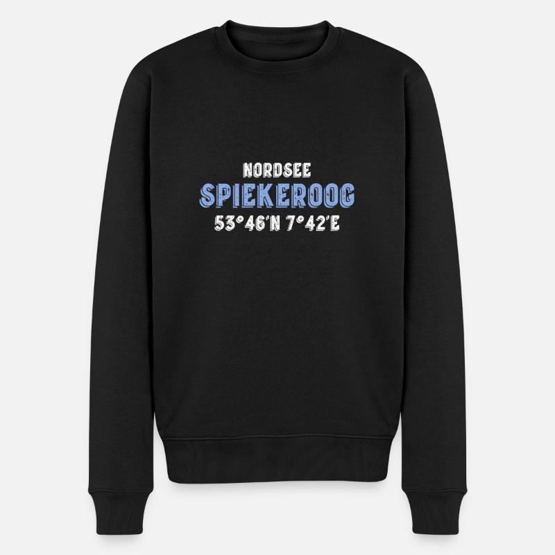Spiekeroog Koordinaten Souvenir - Männer Premium Bio Pullover - Schwarz