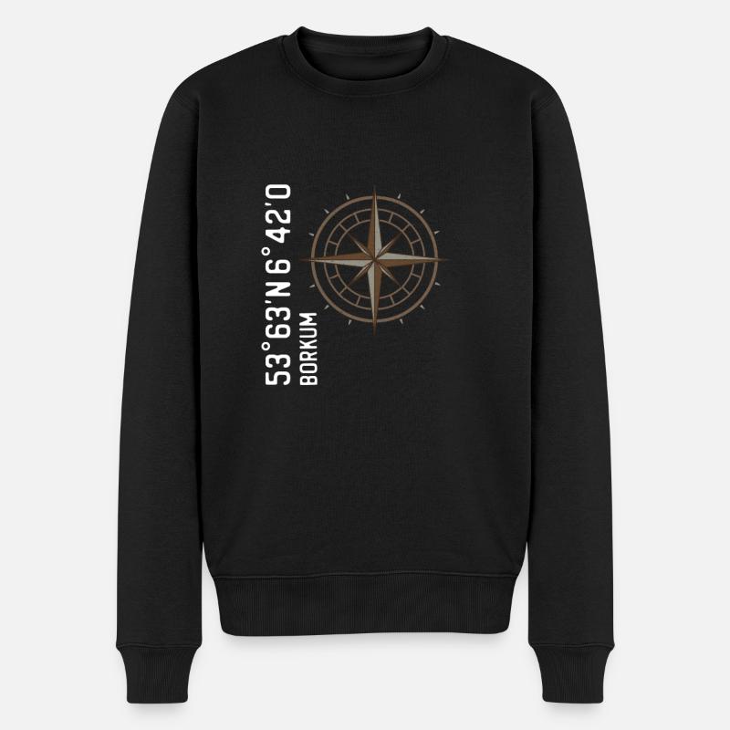 Borkum Koordinaten - Männer Premium Bio Pullover - Schwarz