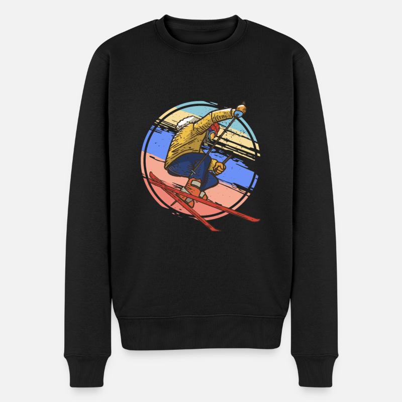 Skifahrer Skifahren Retro - Männer Premium Bio Pullover - Schwarz