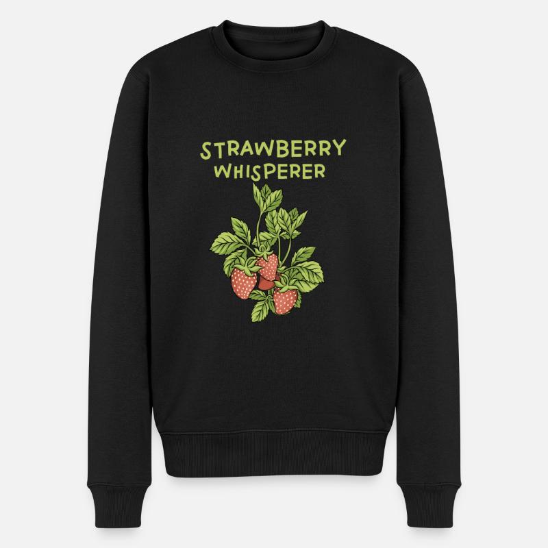 Erdbeeren Flüsterer - Männer Premium Bio Pullover - Schwarz