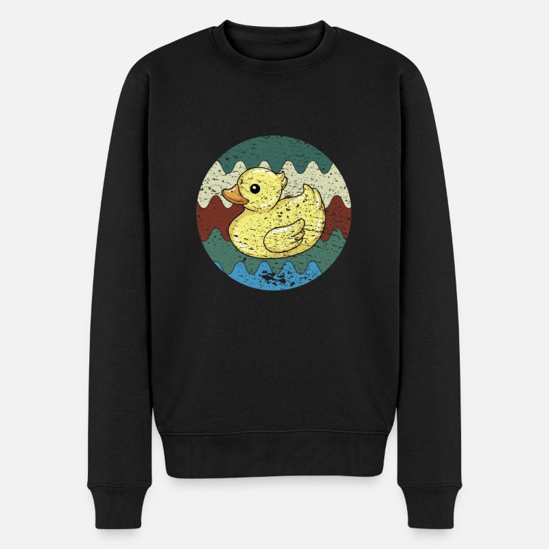 Badeente Retro - Männer Premium Bio Pullover - Schwarz