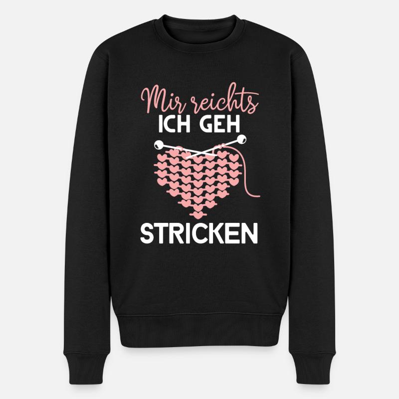 Strickerin Stricken Strickerinnen Geschenk - Männer Premium Bio Pullover - Schwarz