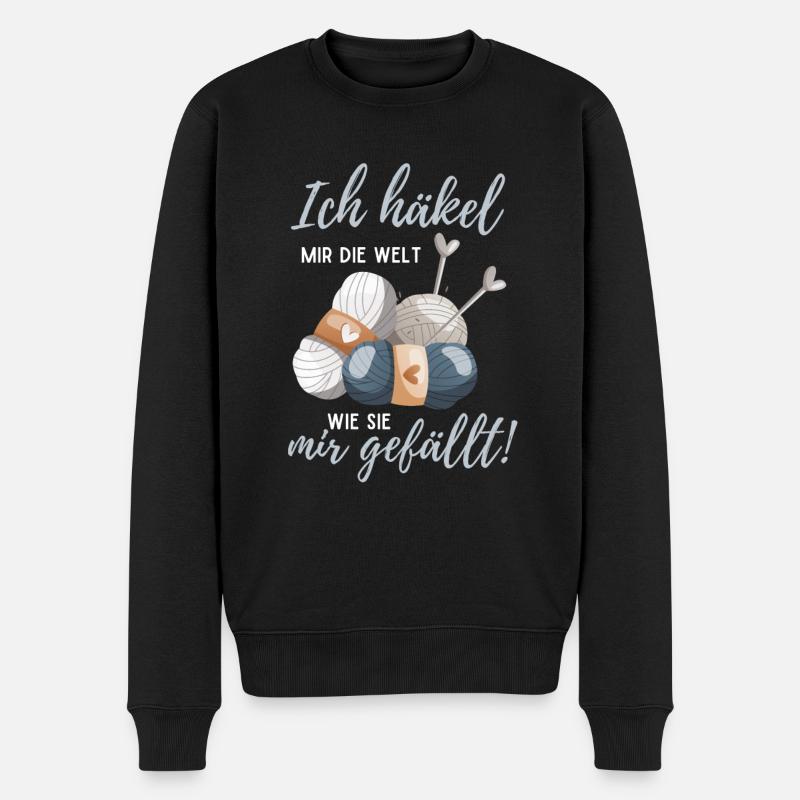 Häklerin häkeln Häklerinnen Geschenk Häkelnadel - Männer Premium Bio Pullover - Schwarz