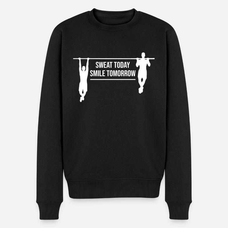 Klimmzüge motivierender Spruch Fitness Training - Männer Premium Bio Pullover - Schwarz