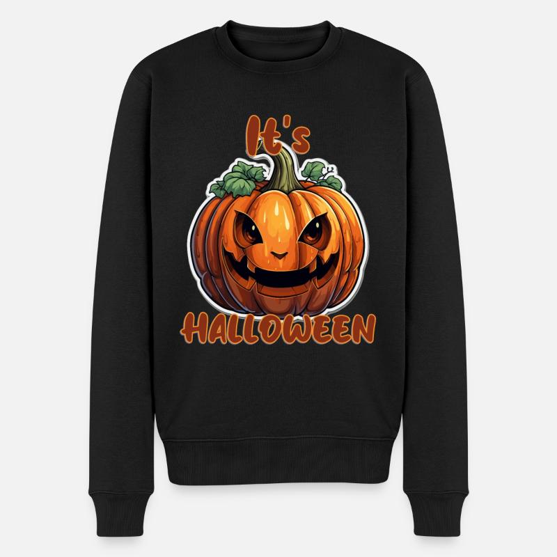 C’est Halloween. Tête de citrouille. Drôle de citrouille. - Pull Premium bio Homme - noir