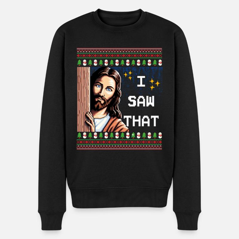 Ugly Hässlicher Weihnachtspulli Jesus Meme - Männer Premium Bio Pullover - Schwarz