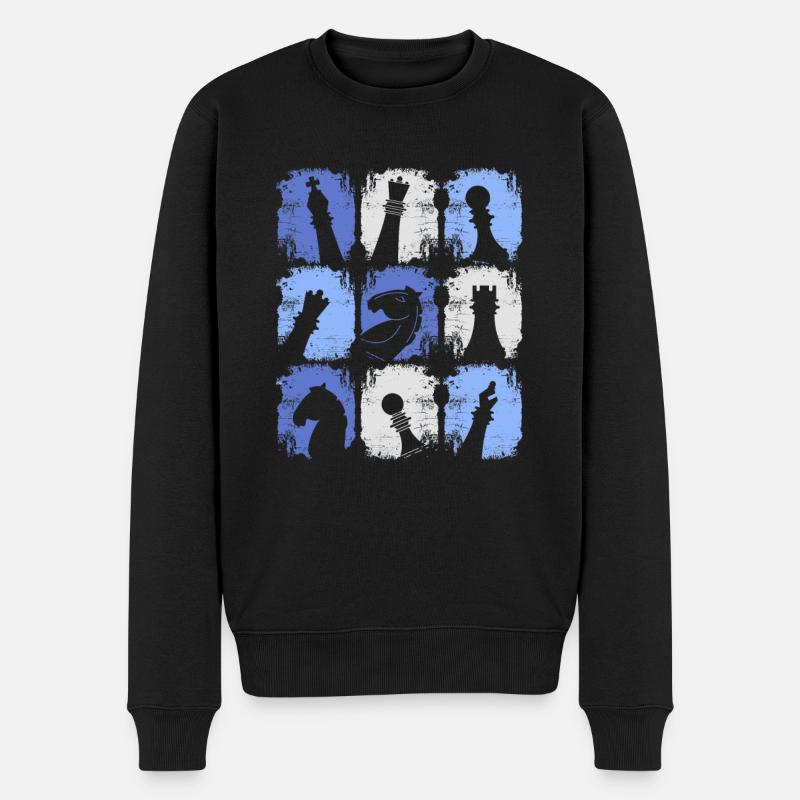 Schachfiguren Retro - Männer Premium Bio Pullover - Schwarz
