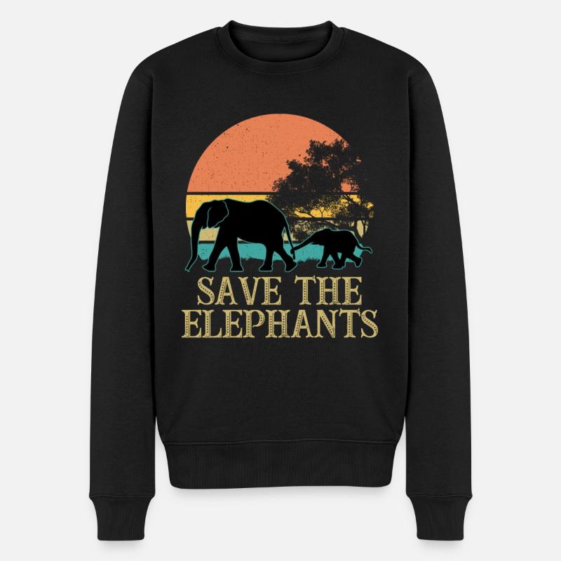 Sauvez les éléphants - Pull Premium bio Homme - noir