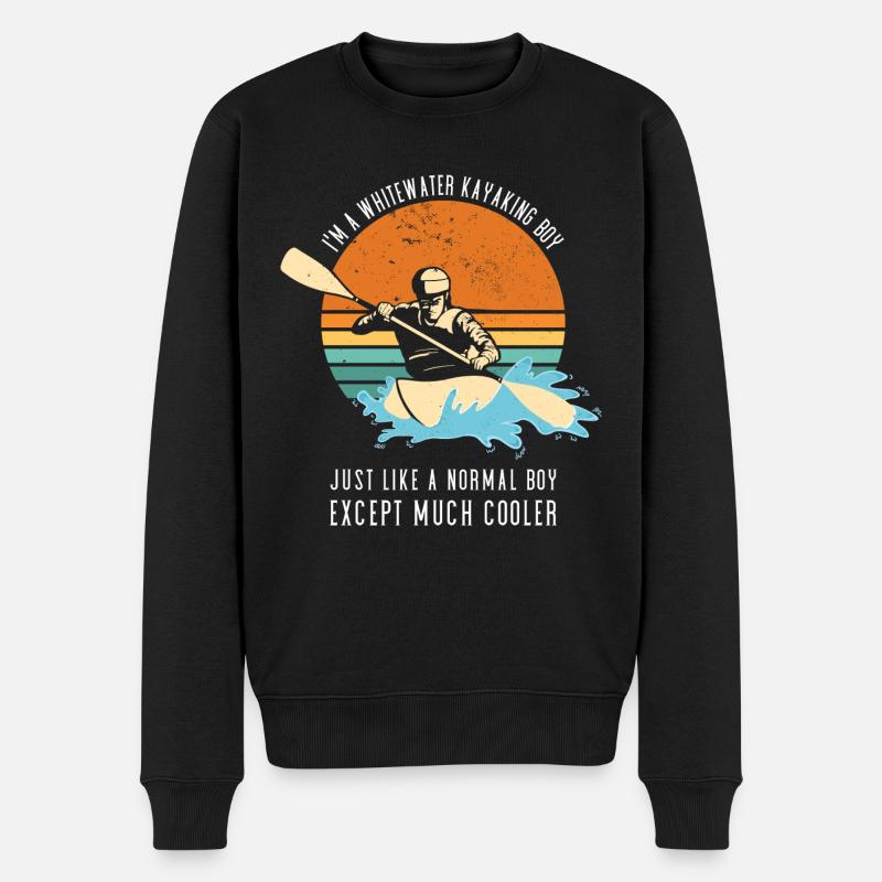 Whitewater Kayaking Boy Like A Normal Boy - Männer Premium Bio Pullover - Schwarz
