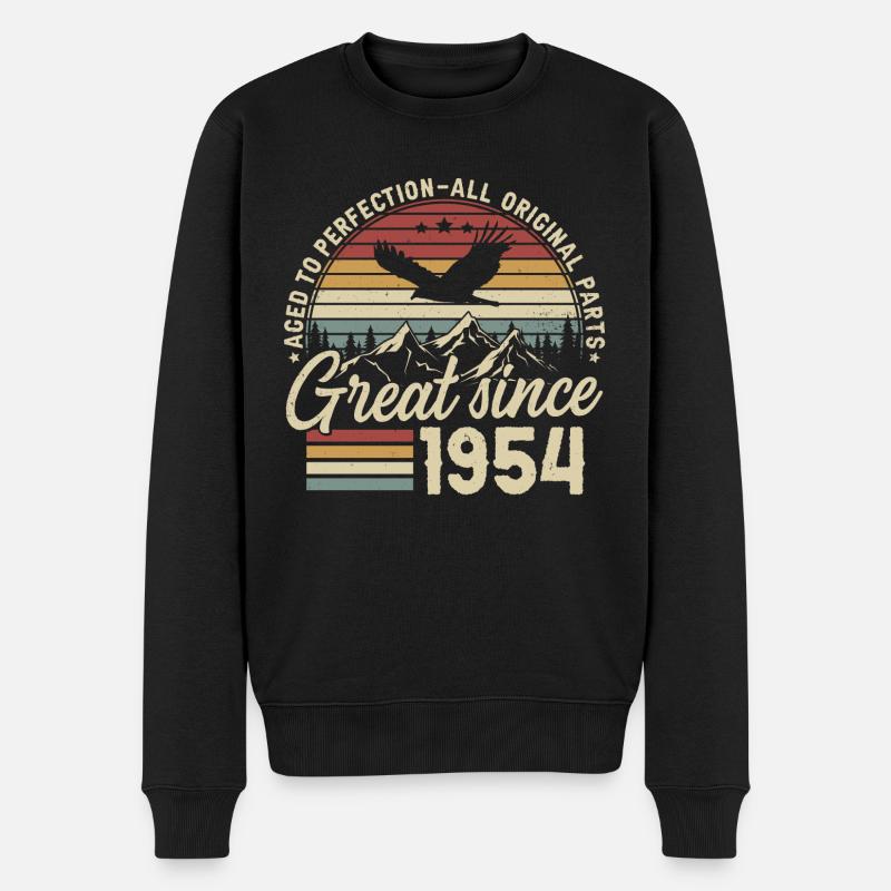 1954 Vintage né Vintage cadeau d’anniversaire - Pull Premium bio Homme - noir