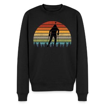 Biathlet Figur Biathlon Geschenk Wintersport - Männer Premium Bio Pullover - Schwarz - Vorne - Nico (187cm)