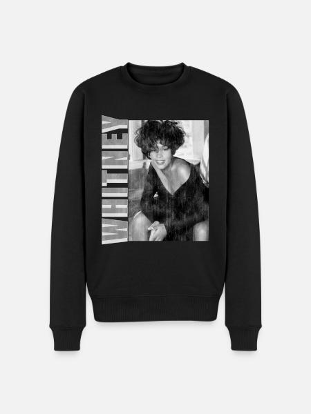 Whitney Houston Photo Black And White And Name Tag - Men's Premium Organic Jumper - black