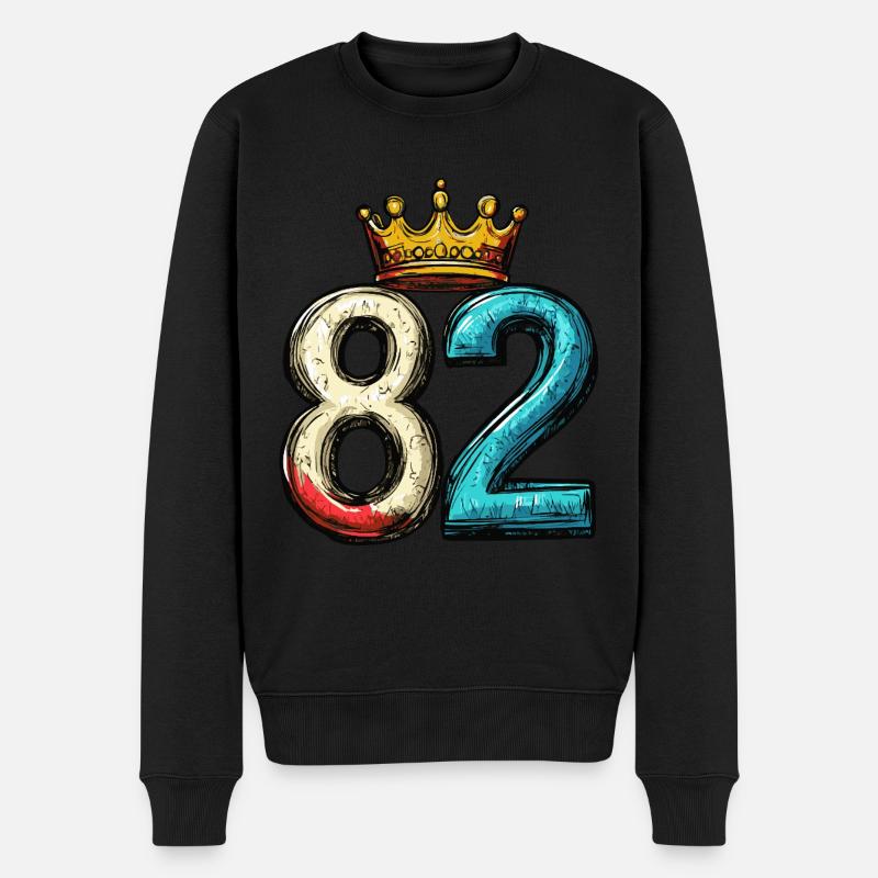 82 Zahl Krone - Männer Premium Bio Pullover - Schwarz
