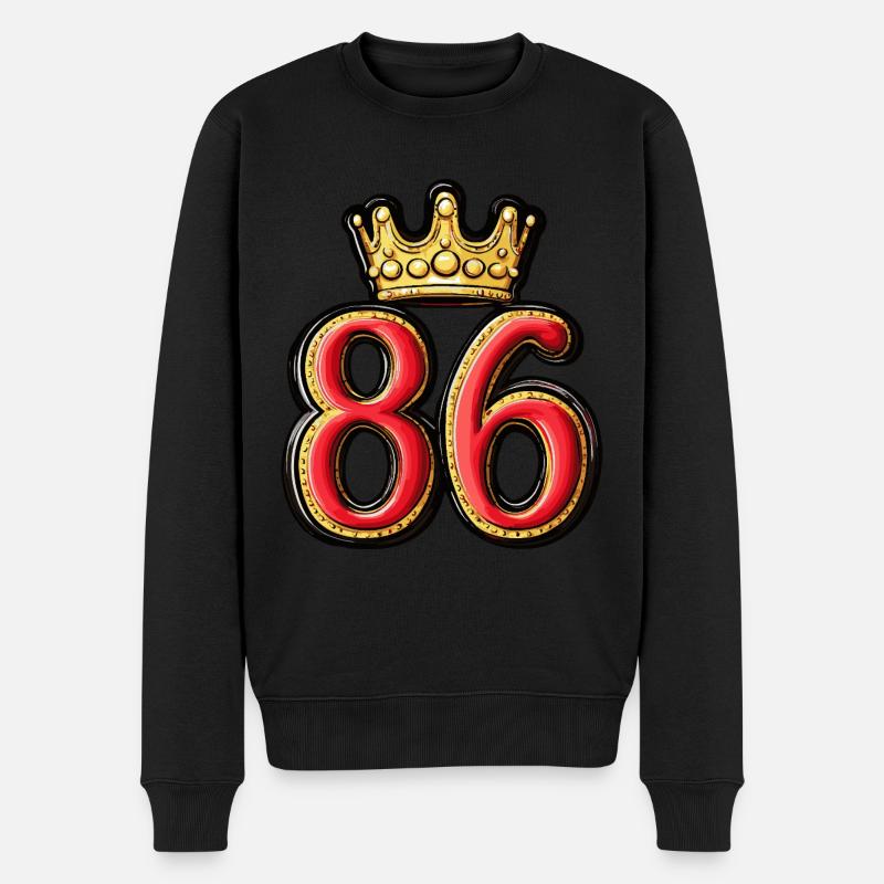 86 Zahl Krone - Männer Premium Bio Pullover - Schwarz