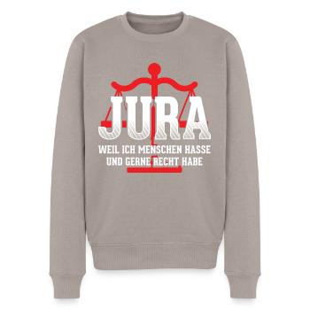 Jura Anwalt - Männer Premium Bio Pullover - Taupe - Vorne - Nico (187cm)