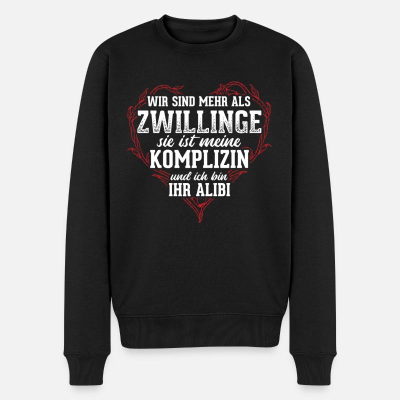 Geschenk Zwilling Zwillinge - Männer Premium Bio Pullover - Schwarz