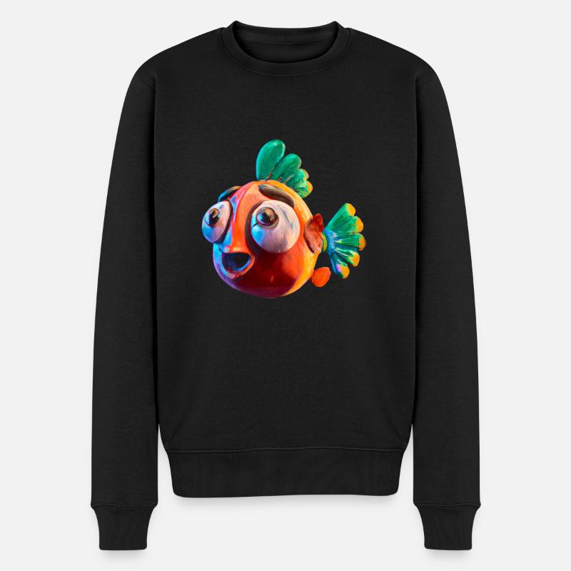 Poisson rouge choquant - Pull Premium bio Homme - noir